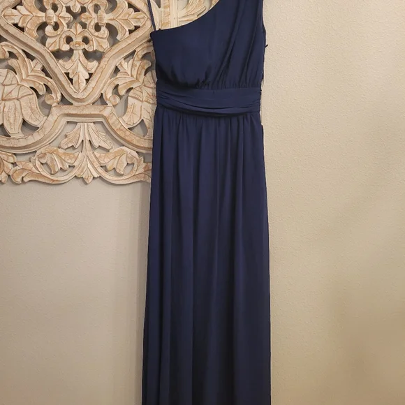 NWT Lulus Navy Blue One-Shoulder Maxi Dress XS *Prom* - Picture 4 of 11
